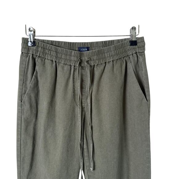 J.Crew Linen Cotton Blend Jogger Pants Drawstring Waist in Olive Green,‎ Size 4 - Picture 3 of 9